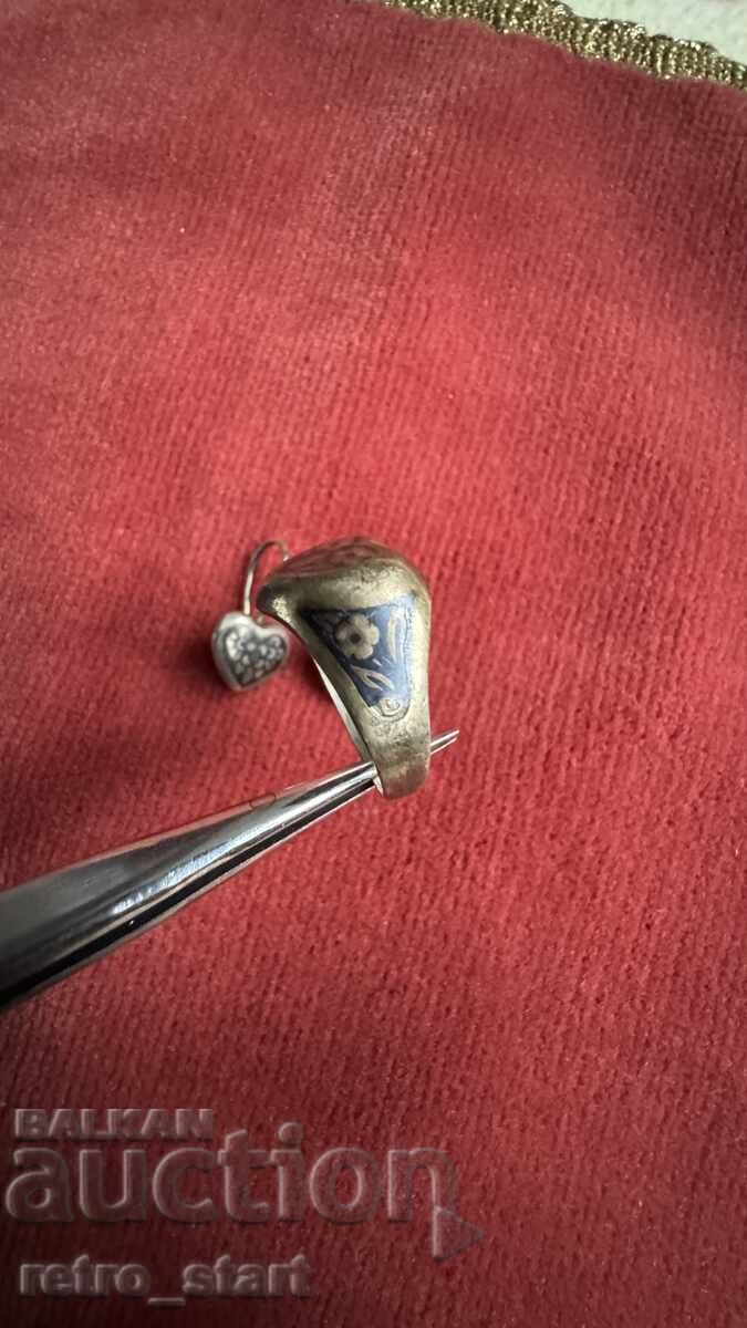 Set argint (URSS) cu email negru - 5