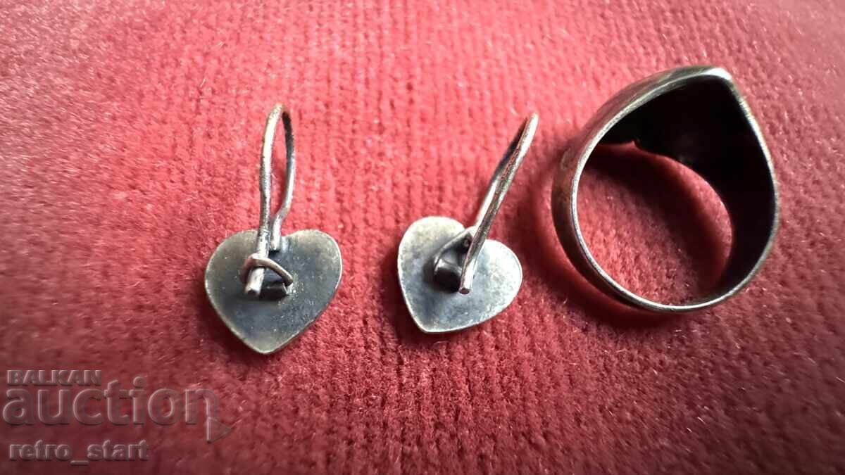 Set argint (URSS) cu email negru - 7