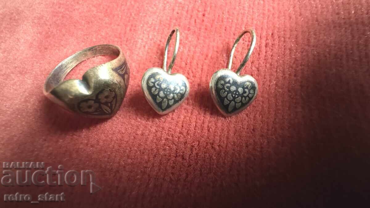 Set argint (URSS) cu email negru