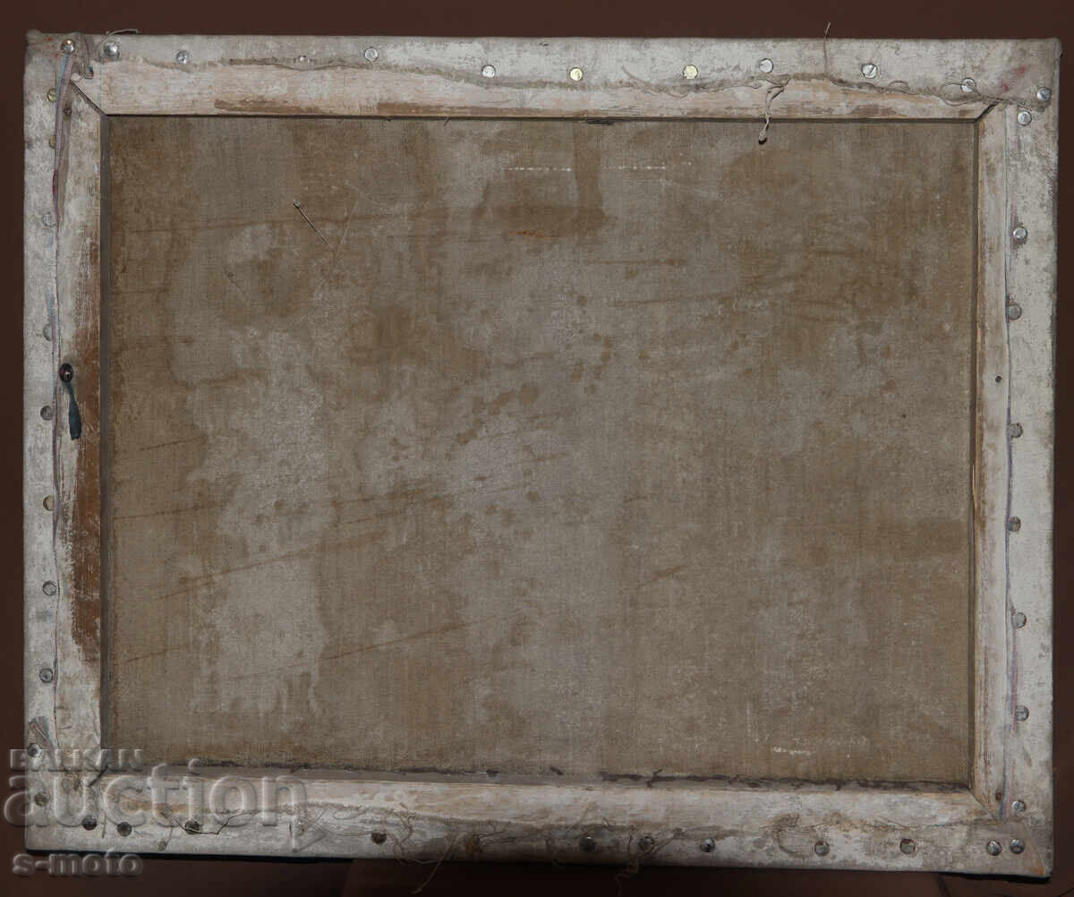 Old oil painting river landscape - 6