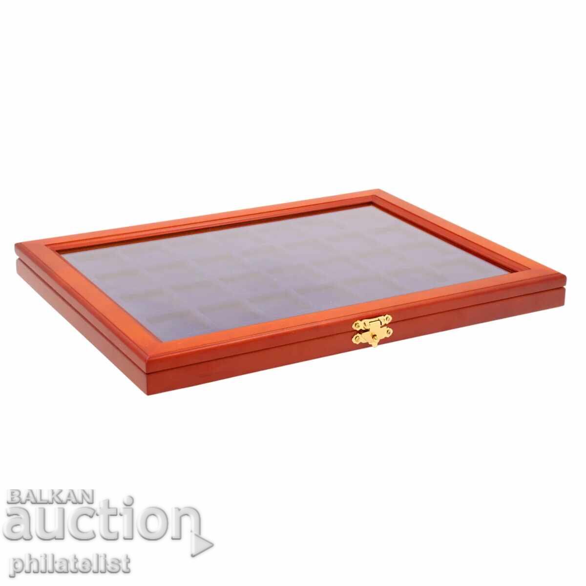 Ξύλινο κουτί, βιτρίνα - SAFE για 28 νομίσματα έως 40 mm με τιμή 80.00 BGN | € 40.90 Ξύλινο κουτί, βιτρίνα - SAFE για 28 νομίσματα έως 40 mm με τιμή 80.00 BGN | € 40.90