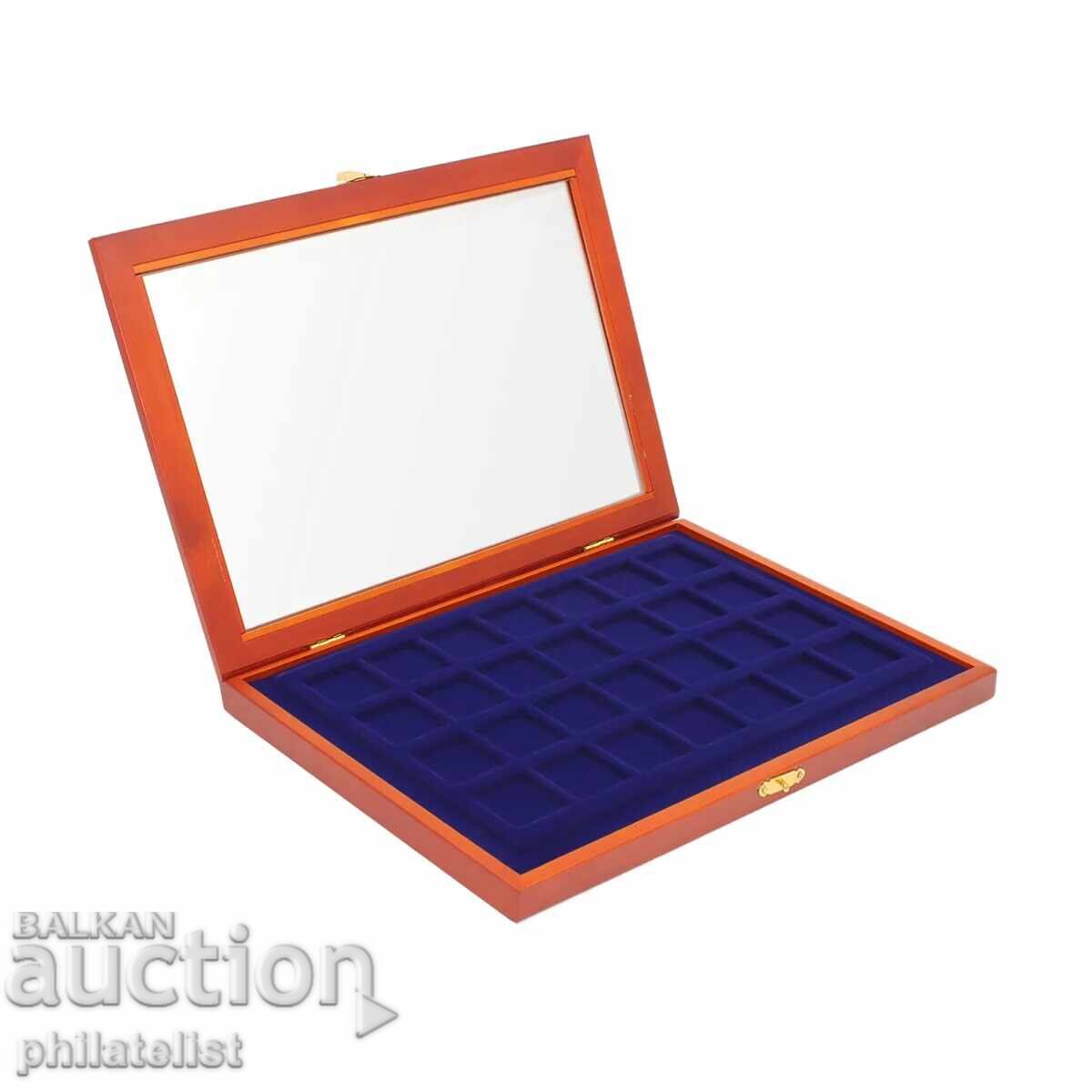 Ξύλινο κουτί, βιτρίνα - SAFE για 28 νομίσματα έως 40 mm Ξύλινο κουτί, βιτρίνα - SAFE για 28 νομίσματα έως 40 mm