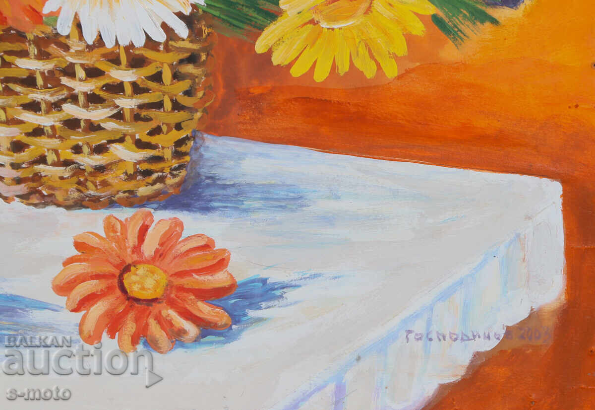 Картина гваш натюрморт с цветя - 6