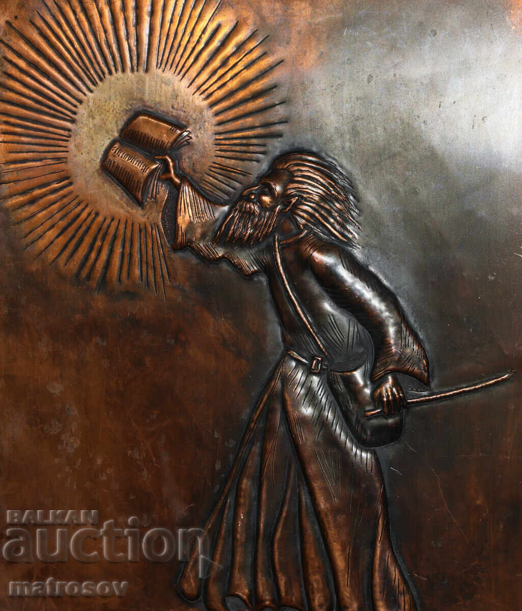 Original copper panel, bas-relief, religious theme - 5