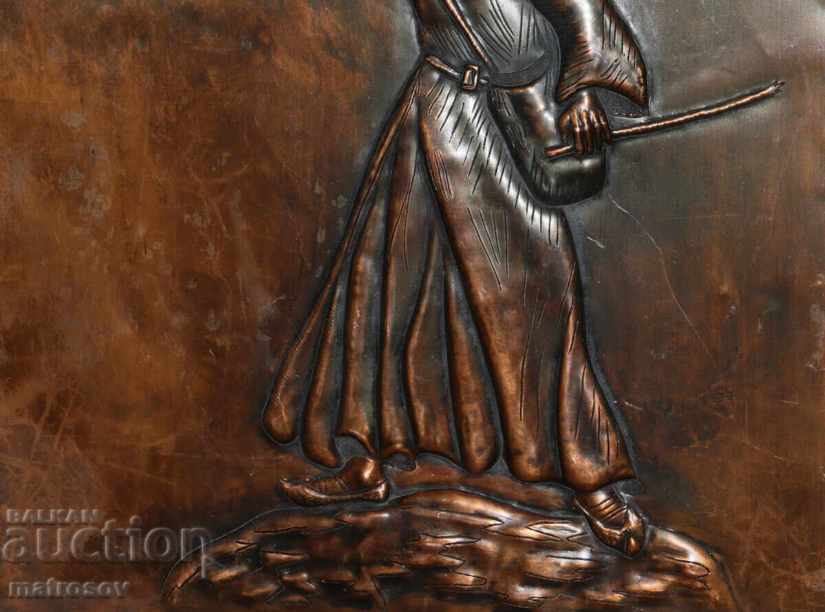 Original copper panel, bas-relief, religious theme - 6