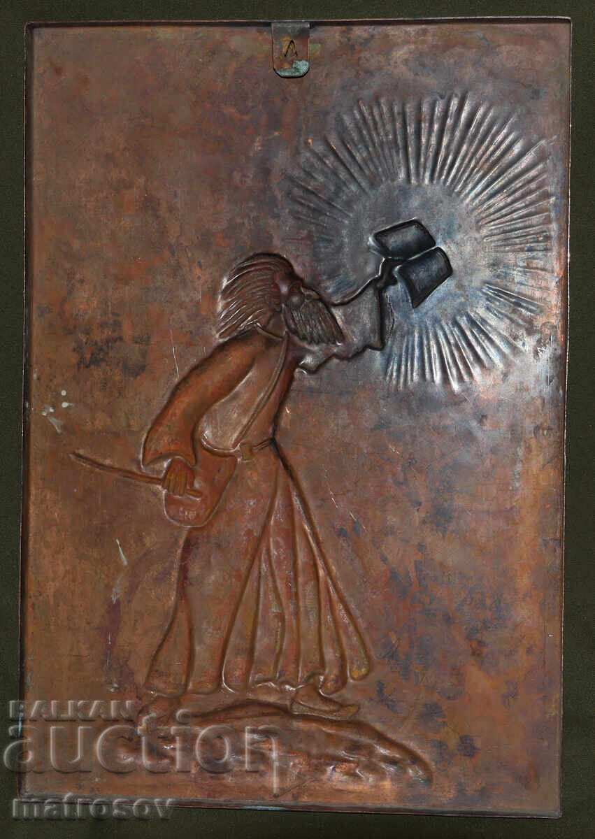 Original copper panel, bas-relief, religious theme - 7