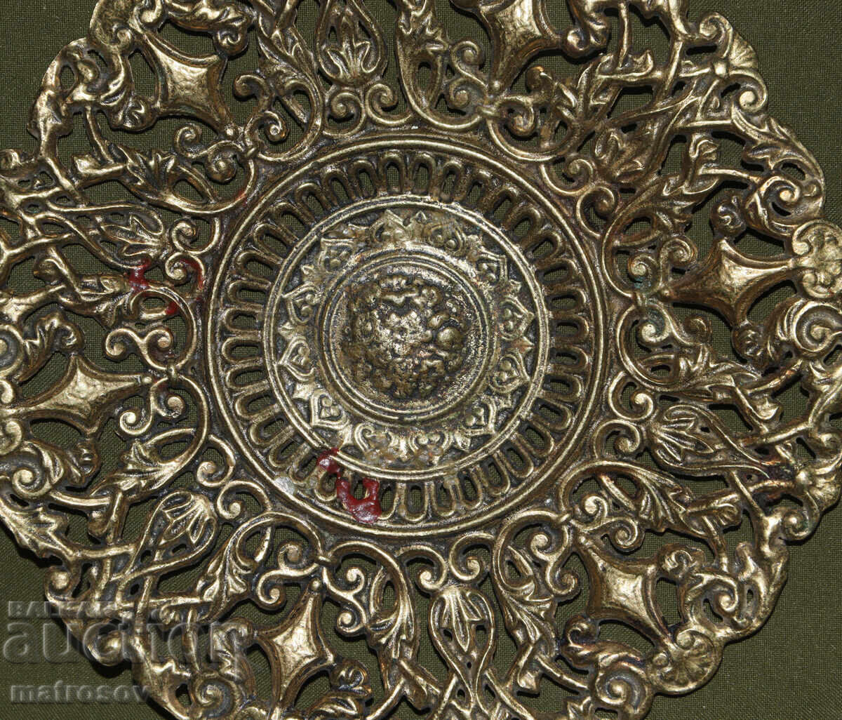 Παλιό ορειχάλκινο διακοσμητικό δίσκος πιάτο - 5