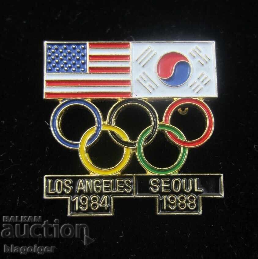 Insigna olimpică - Olimpiadele de la Seul 1988 și Los Angeles 1984 cu preț 18.99 BGN | € 9.71