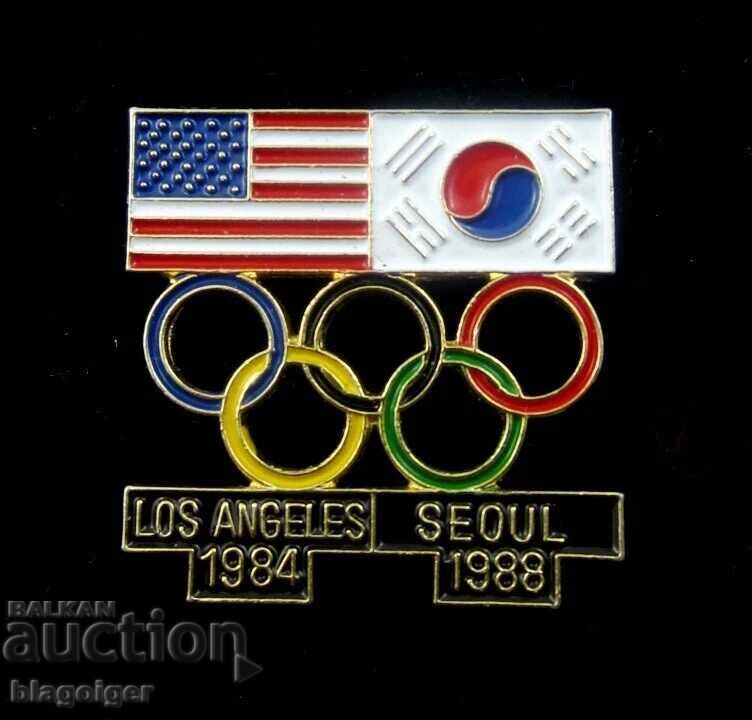Insigna olimpică - Olimpiadele de la Seul 1988 și Los Angeles 1984