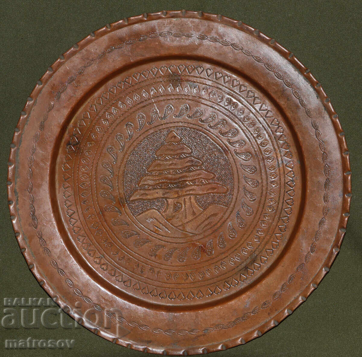 Old copper plate wall decoration