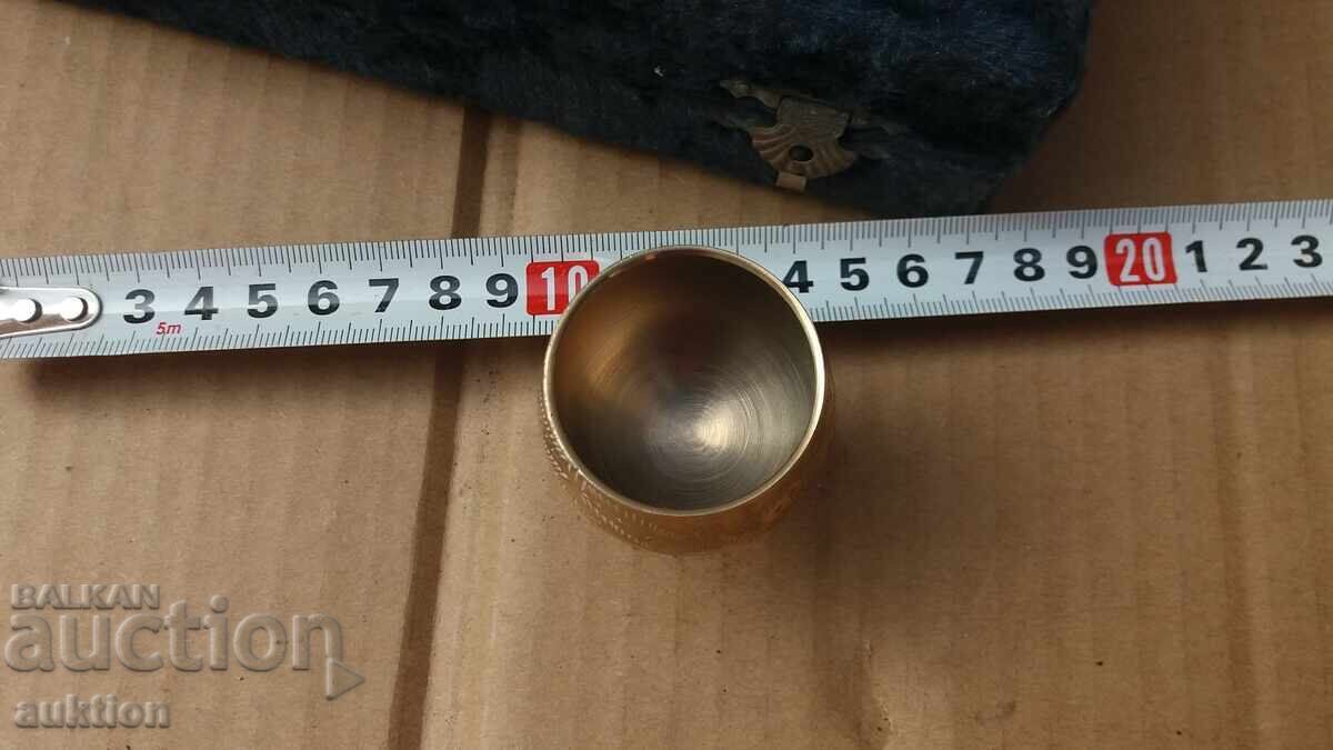 Δημοπρασία Αντίκα μπρούτζινο σερβίτσιο ρακής σε κουτί