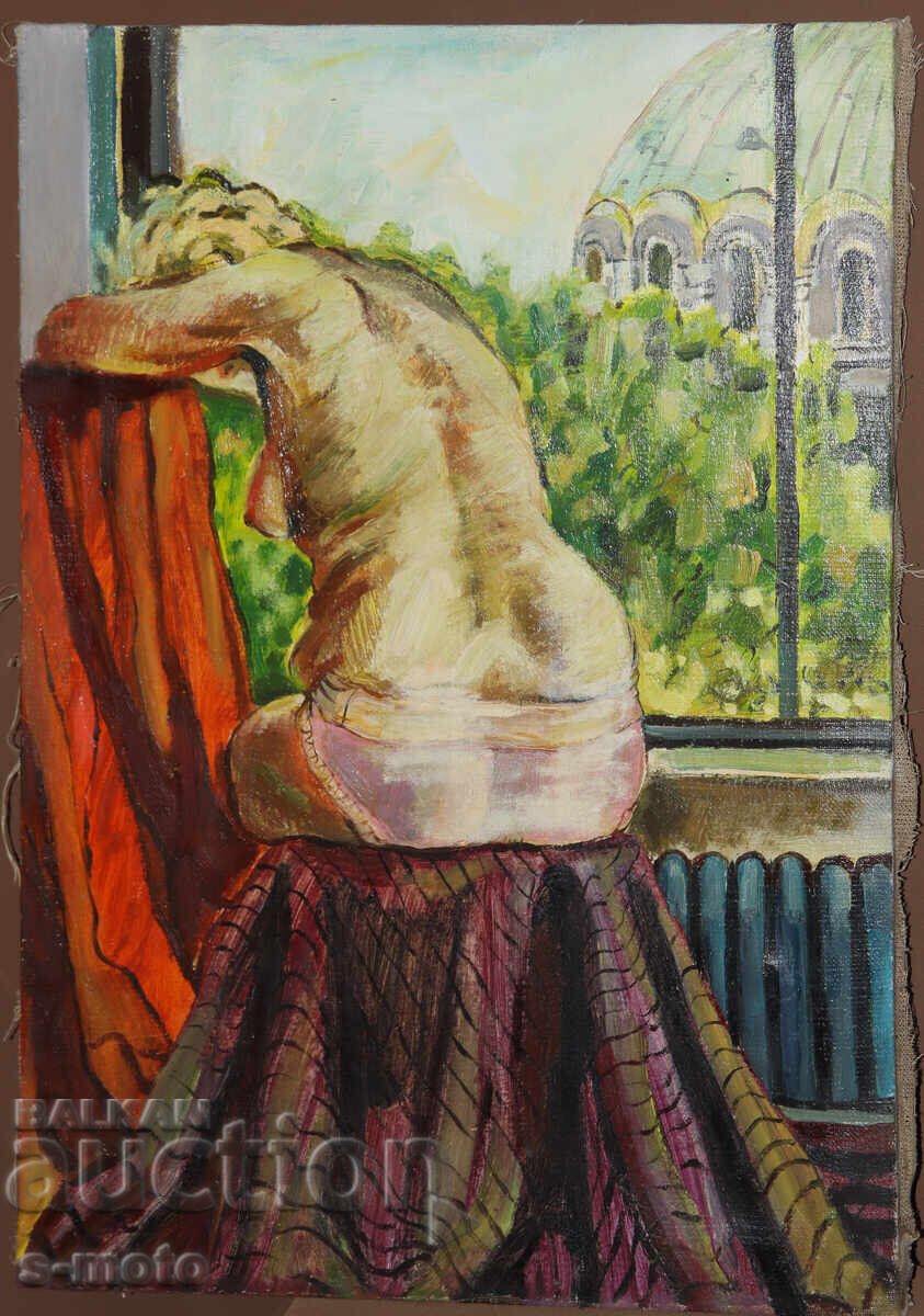 Δημοπρασία Ελαιογραφία γυμνό σώμα εσωτερικό