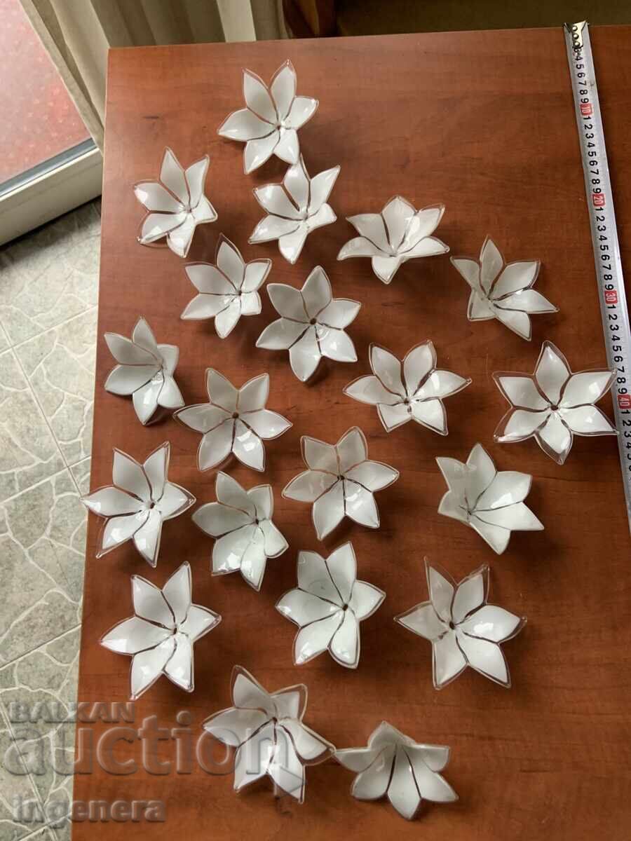 GLASS DECORATIVE FLOWERS - 20 PCS