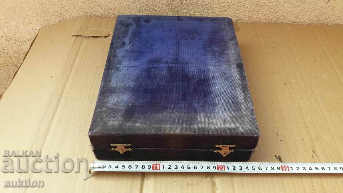 Αντίκα μπρούτζινο σερβίτσιο κρασιού σε κουτί - ασημένιο - 7