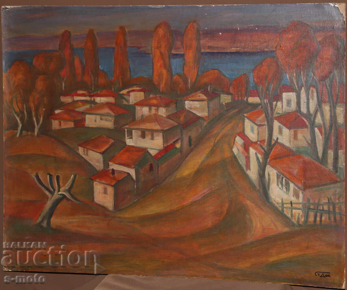 Licitație Stoyan Domuschiev (1935 - 2021) ulei pe pânză peisaj rural