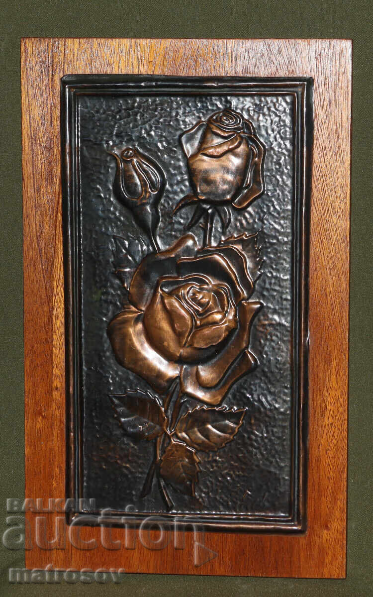 Licitație Panou din cupru lucrat manual, placă, natură statică