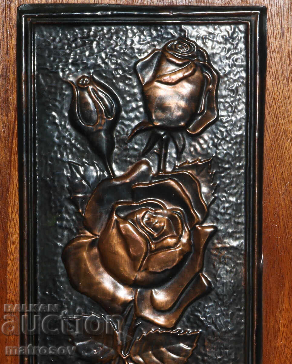 Panou din cupru lucrat manual, placă, natură statică - 5