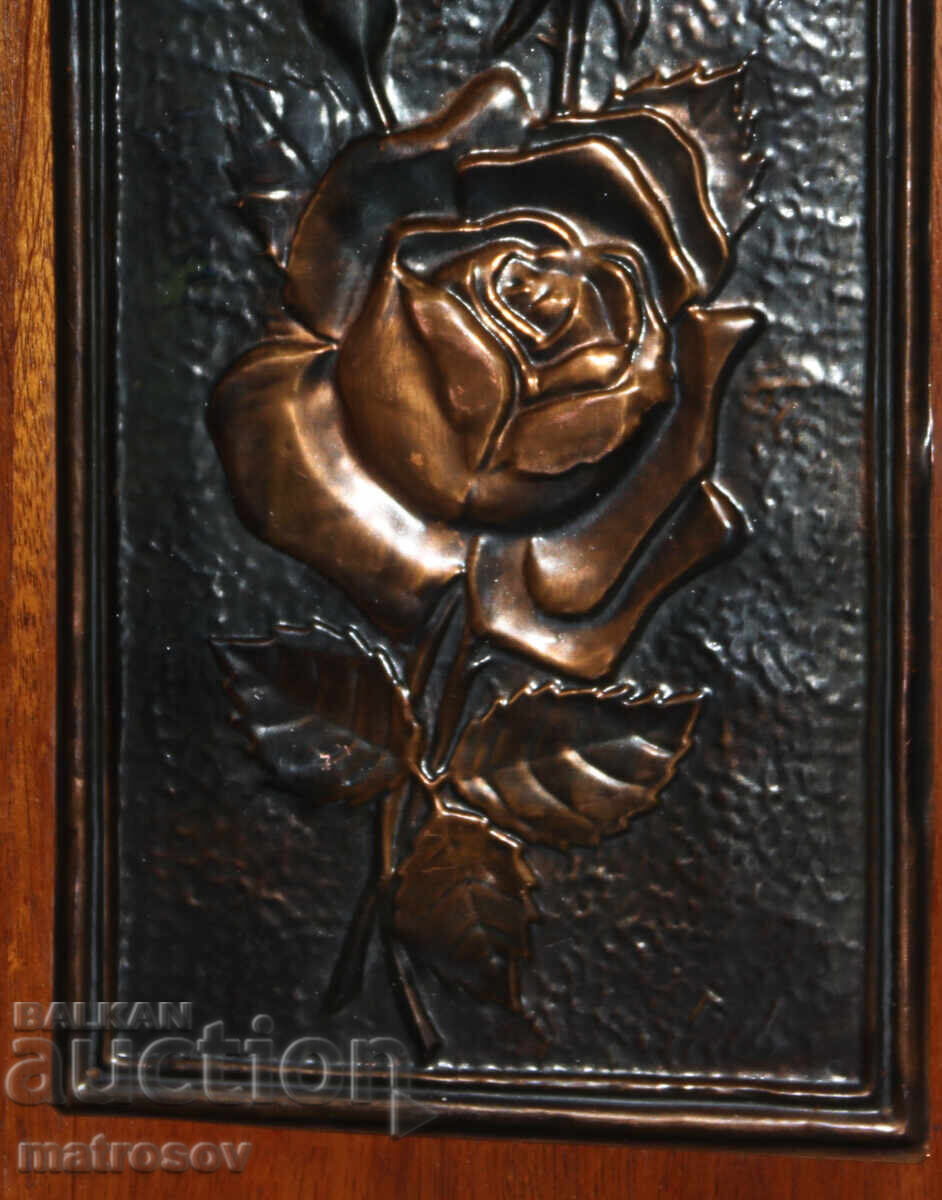 Panou din cupru lucrat manual, placă, natură statică - 6