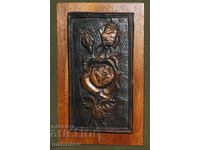 Αυθεντικό χάλκινο πάνελ, πλακέτα, νεκρή φύση