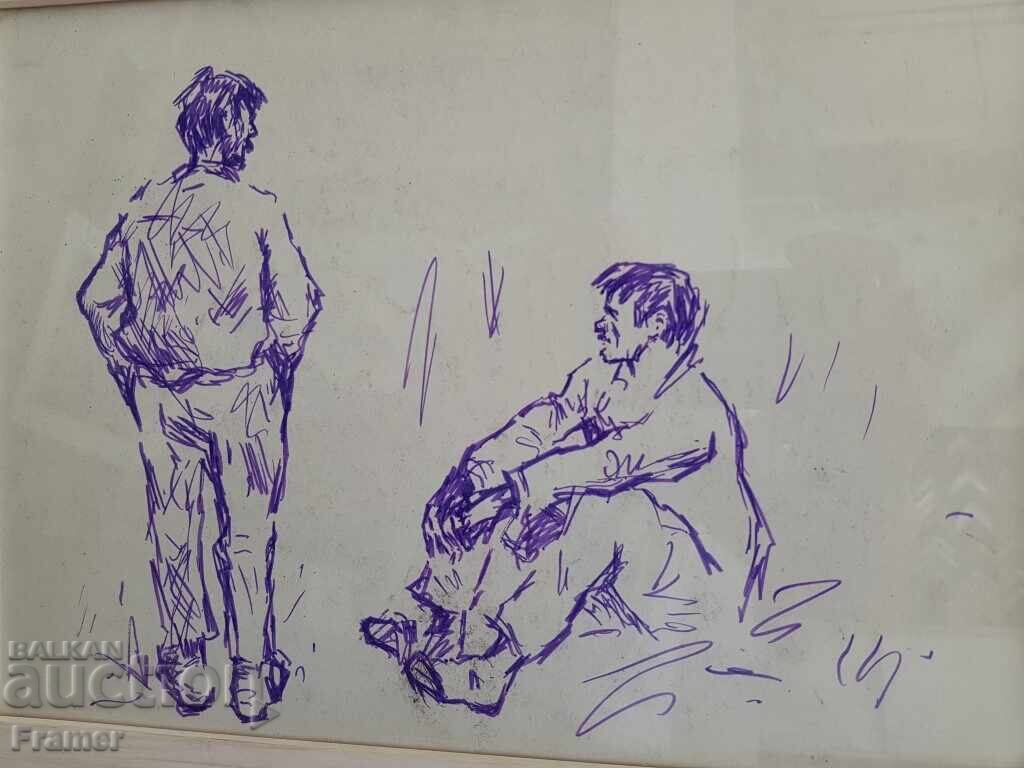 Delivery of Alexander Zhendov Original Ink Drawing Conversation
