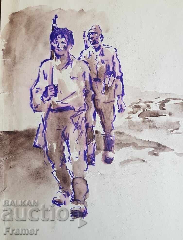 Alexander Zhendov Original Ink Drawing Partisans with price € 100.00 | 195.58 BGN Alexander Zhendov Original Ink Drawing Partisans with price € 100.00 | 195.58 BGN