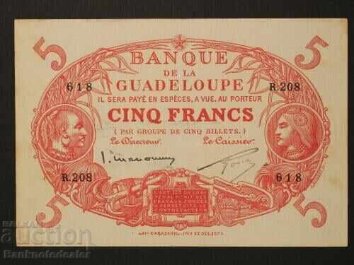 Guadeloupe 5 Francs 1943 Pick 7c Ref 618 Guadeloupe 5 Francs 1943 Pick 7c Ref 618