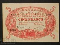 Guadelupa 5 Franci 1943 Pick 7c Ref 618