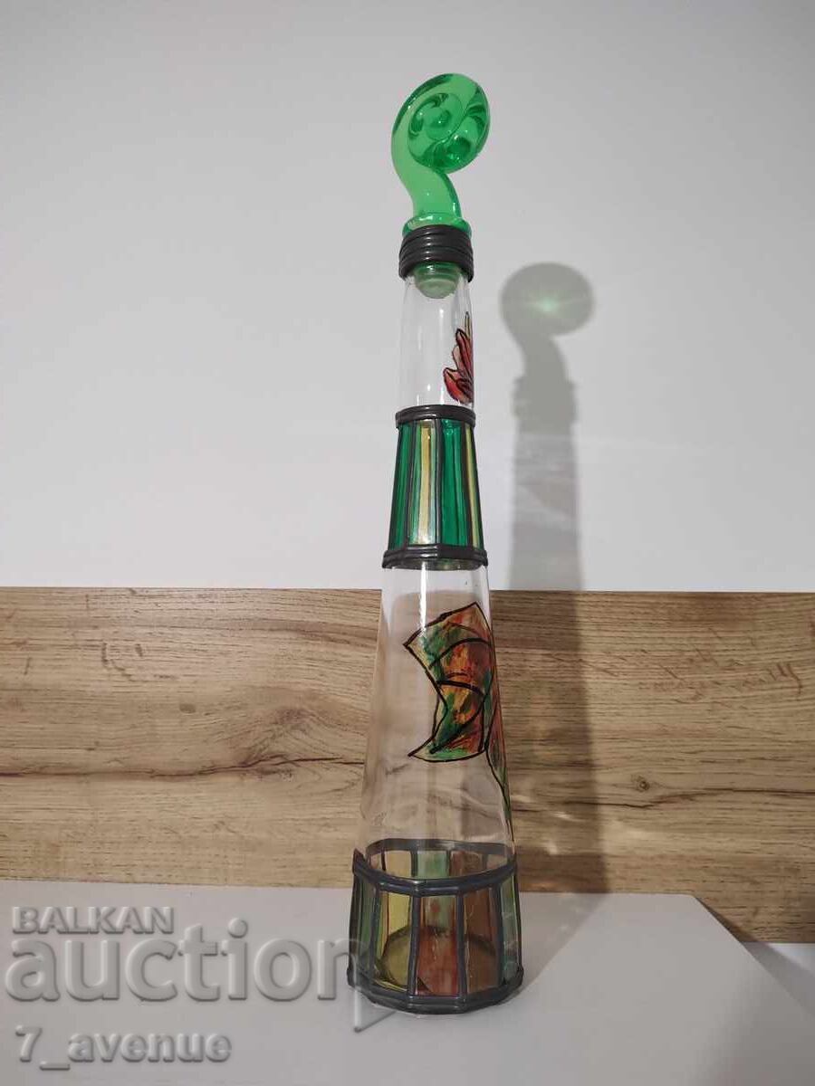 Art glass bottle, tall, chic for home 2.10.25 with price 99.00 BGN | € 50.62