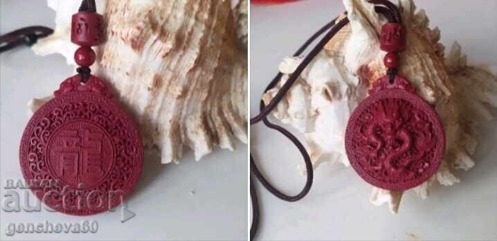 Talisman, pandantiv amulet cu cinabru de dragon - 6