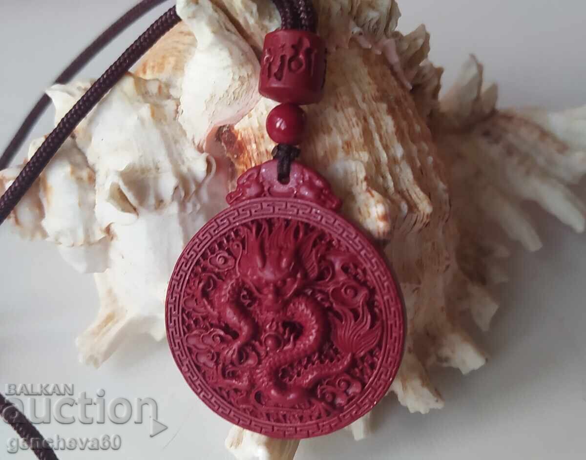 Talisman, pandantiv amulet cu cinabru de dragon