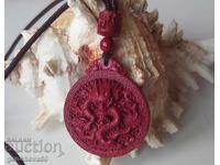 Talisman, pandantiv amulet cu cinabru de dragon