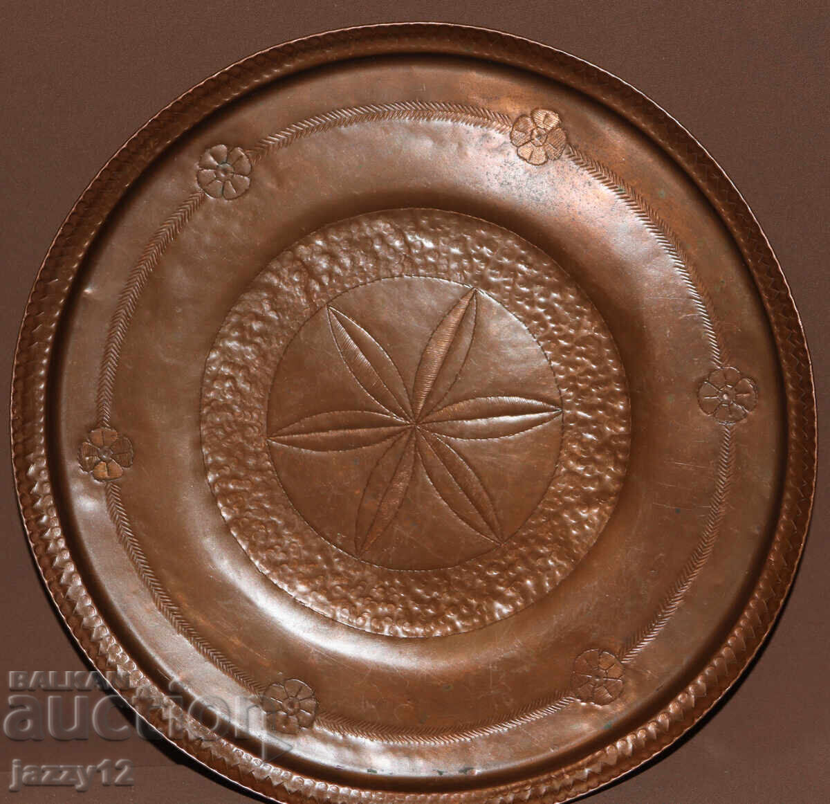 Δημοπρασία Παλιό χειροποίητο παραδοσιακό χάλκινο ταψί δίσκος