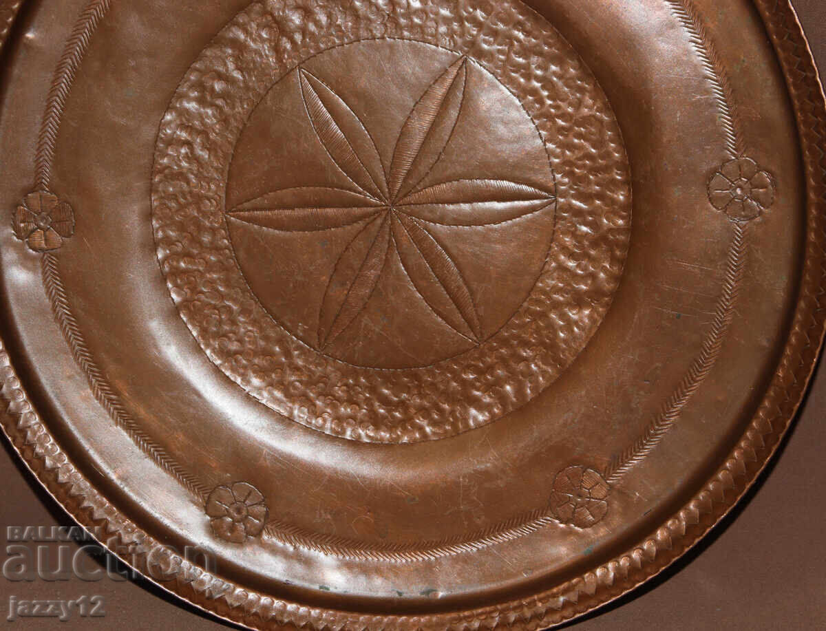 Παλιό χειροποίητο παραδοσιακό χάλκινο ταψί δίσκος - 6