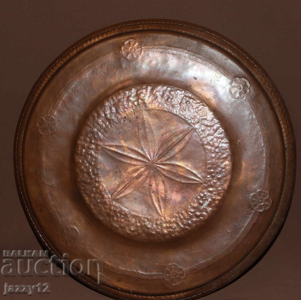 Παλιό χειροποίητο παραδοσιακό χάλκινο ταψί δίσκος - 7