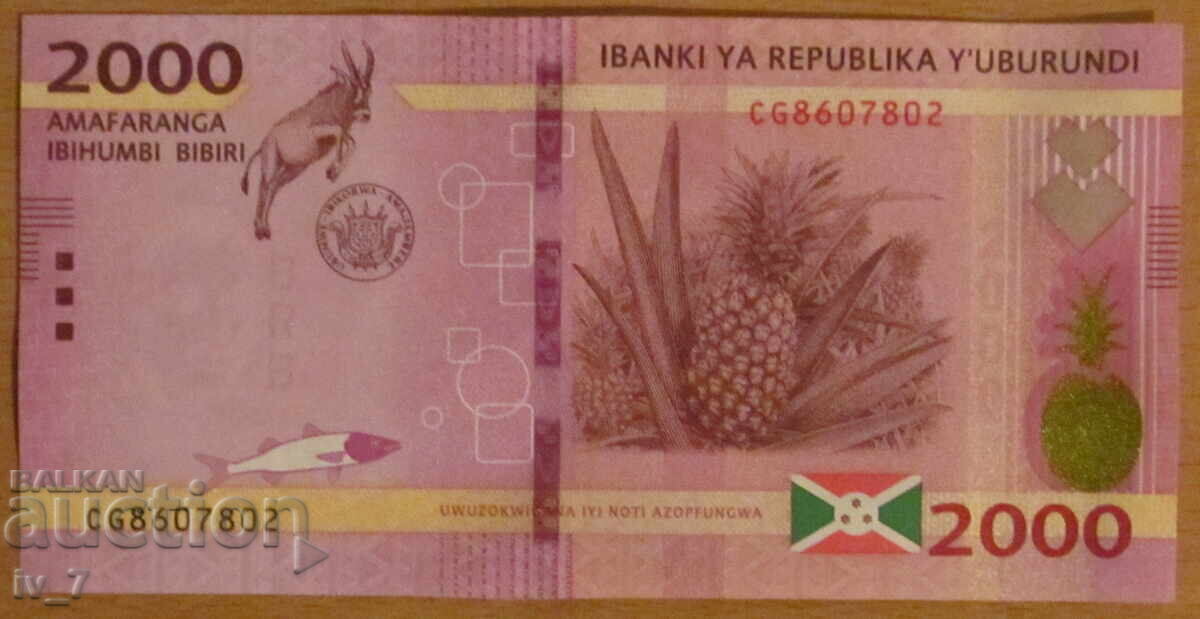 2000 FRANCI 2018, BURUNDI - UNC cu preț 6.99 BGN | € 3.57