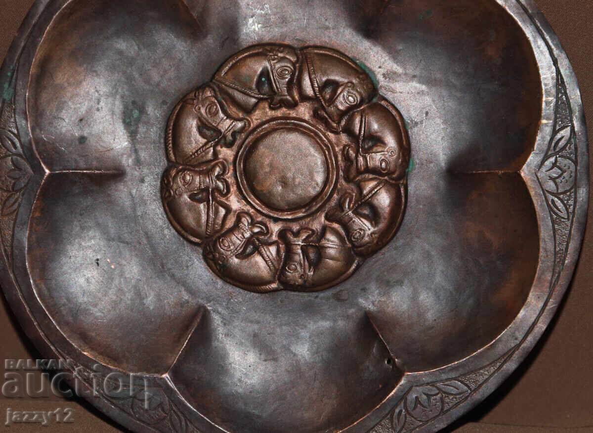 Παλιά διακοσμητική πιατέλα, διακόσμηση τοίχου, χαλκός - 5