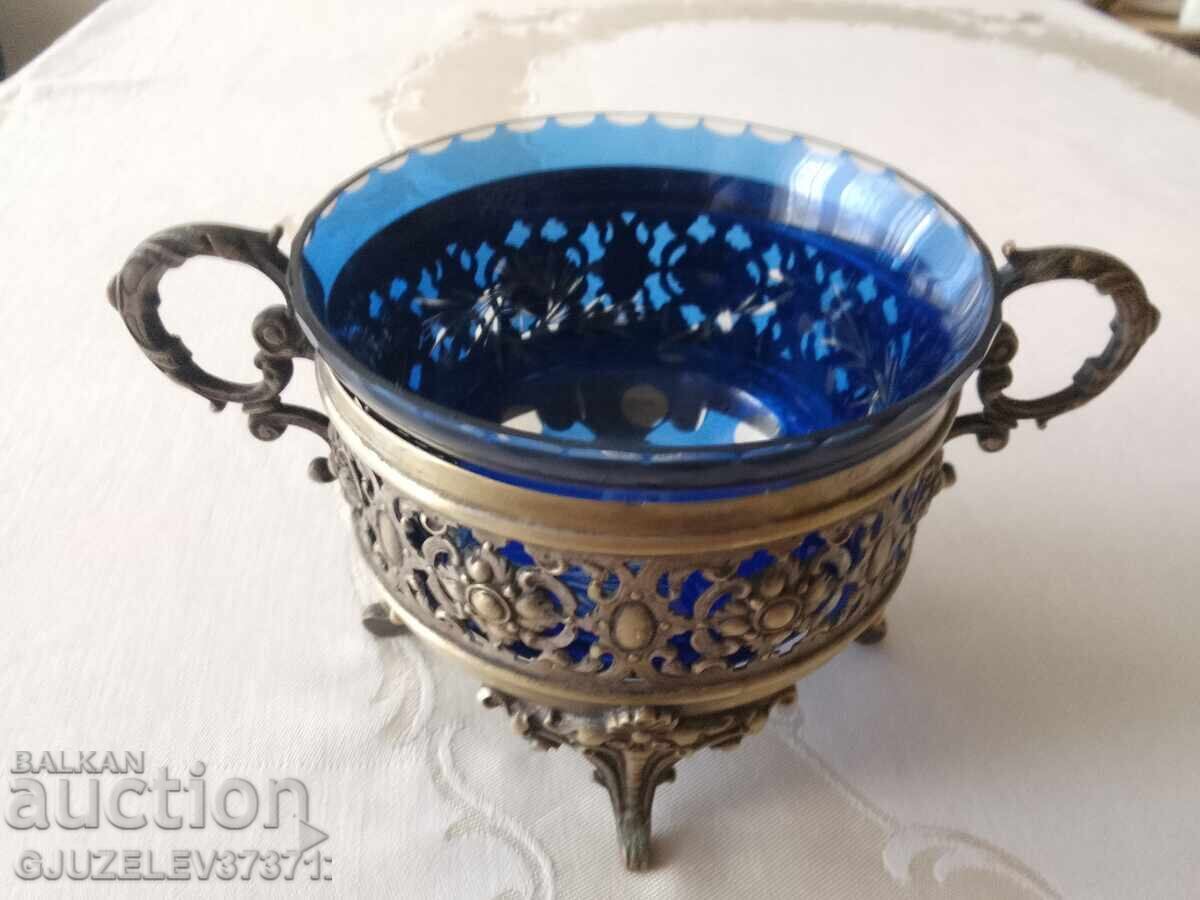 WMF-Стара антикварна бонбониера-метал кристал