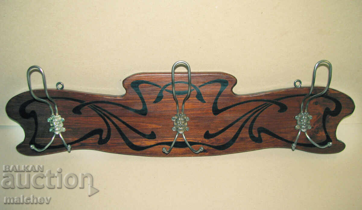 Delivery of Large Art Nouveau wooden wall coat rack, excellent condition