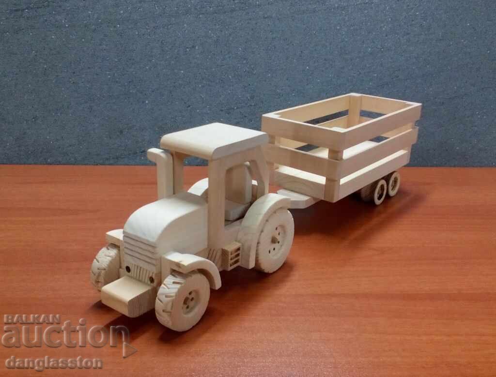 Delivery of Decorative wooden tractor with trailer DMAR 199N