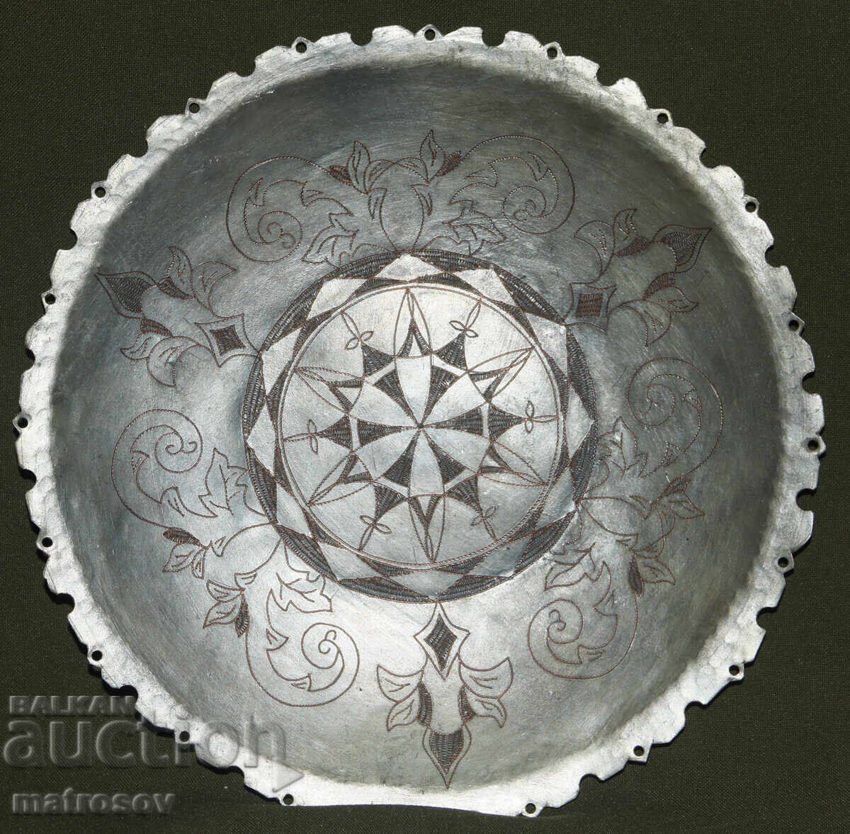 Стара медна чиния стенна украса 1854г - 7