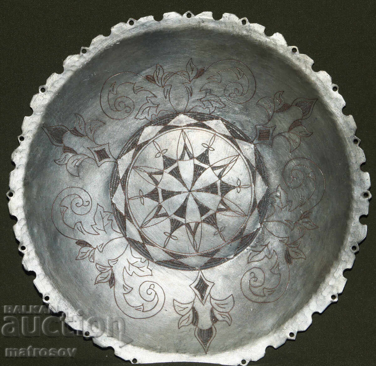 Стара медна чиния стенна украса 1854г