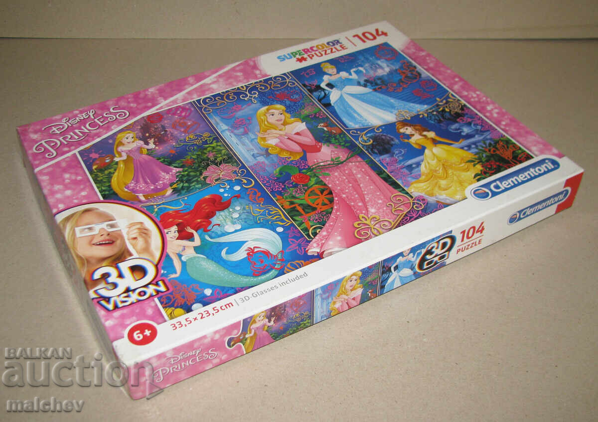 Clementoni Disney Princesses Puzzle, 104 pieces 3D, used with price 3.00 BGN | € 1.53 Clementoni Disney Princesses Puzzle, 104 pieces 3D, used with price 3.00 BGN | € 1.53