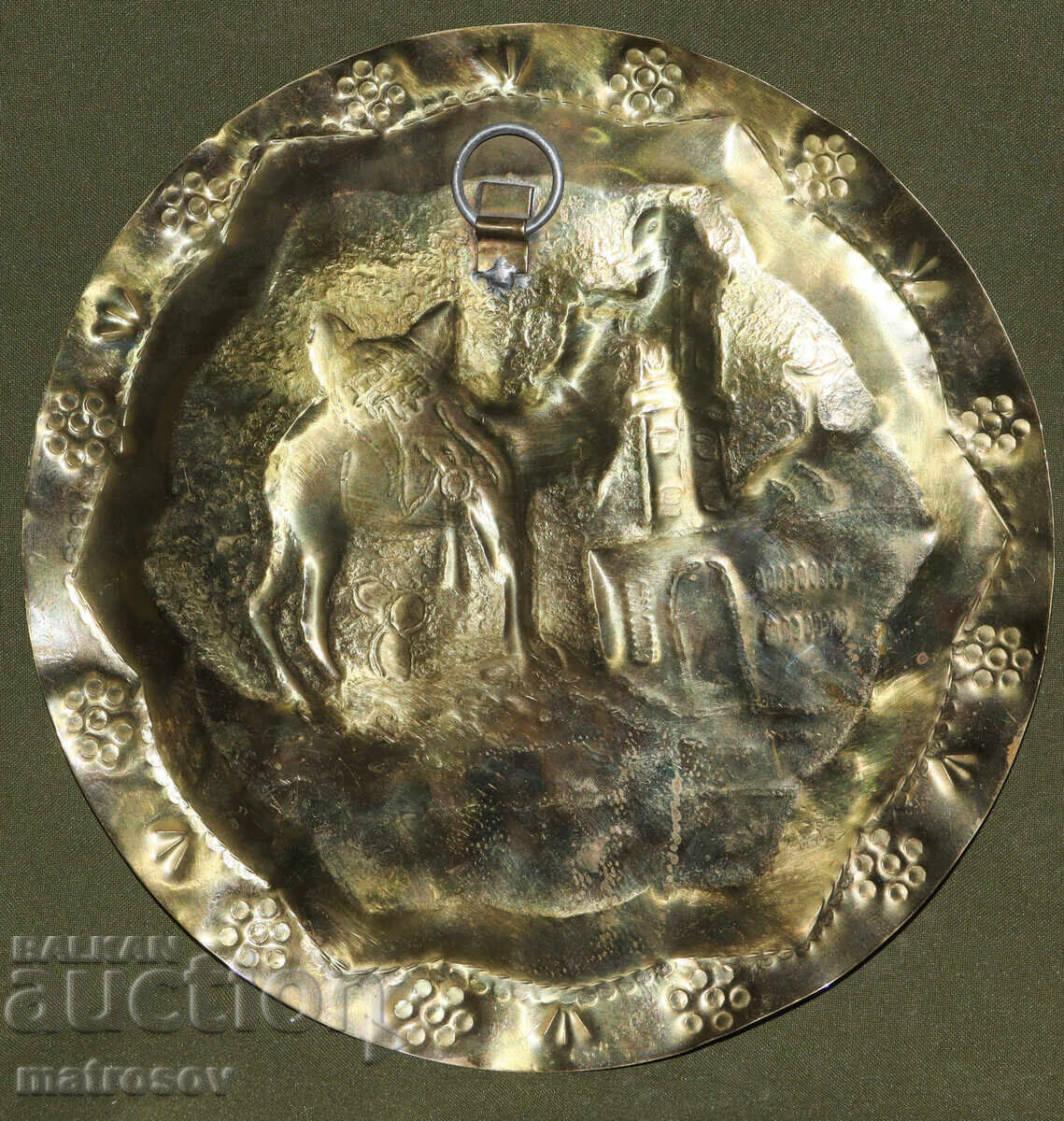 Farfurie din alamă lucrată manual, decorațiune de perete - 6