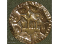 Farfurie din alamă lucrată manual, decorațiune de perete