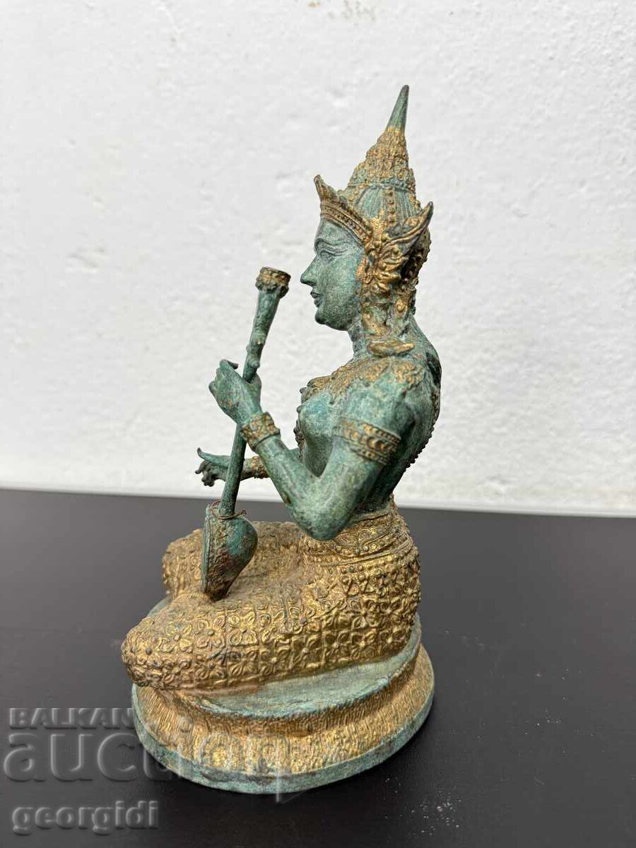 Figurină de bronz a zeiței - Saraswati. №7424 - 6 Figurină de bronz a zeiței - Saraswati. №7424 - 6