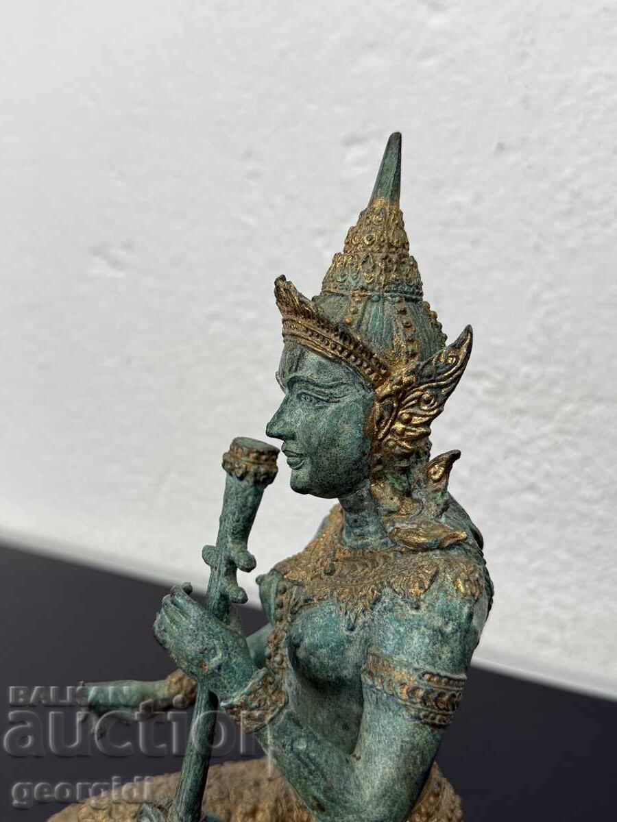 Figurină de bronz a zeiței - Saraswati. №7424 - 7 Figurină de bronz a zeiței - Saraswati. №7424 - 7