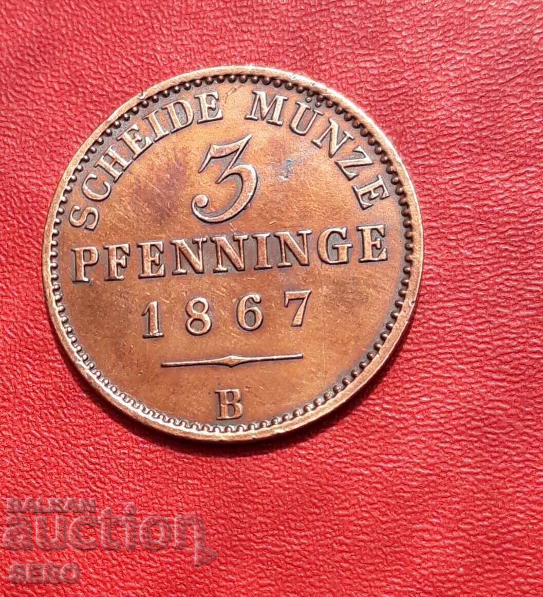 Germany-Prussia-3 Pfennig 1867 B-Breslau/Wrocław Germany-Prussia-3 Pfennig 1867 B-Breslau/Wrocław