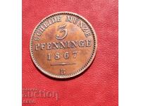 Germany-Prussia-3 Pfennig 1867 B-Breslau/Wrocław