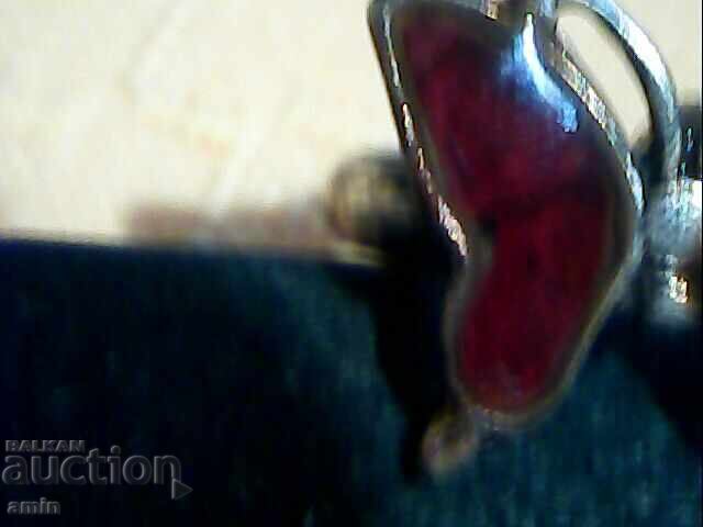 Auction  Old gold-plated silver ring with a natural stone