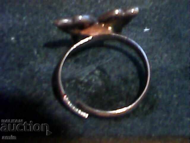 Old gold-plated silver ring with a natural stone - 5